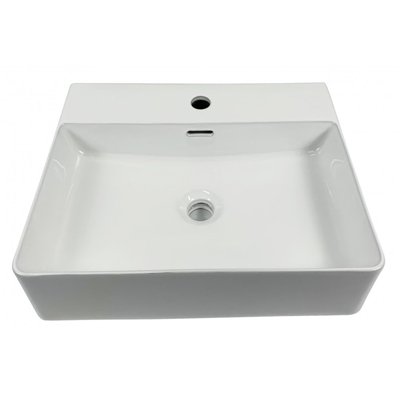 Lavabo rectangulaire en porcelaine avec fini blanc brillant