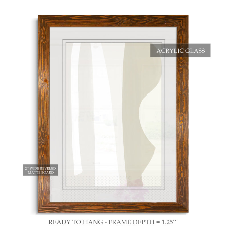 « fundamental i », reproduction d’art sur image, H 44 po x l 32 po x P 1,25 po, Papier avec cadre brun, Blanc