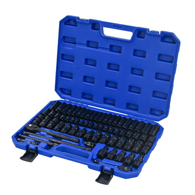 67 Air Tool And Accessories Kit With Long Short , Universal Extension Rods, , Ratchet Wrenches, Quick Couplings In Black Blue For Shop Diy Projects Maintenance