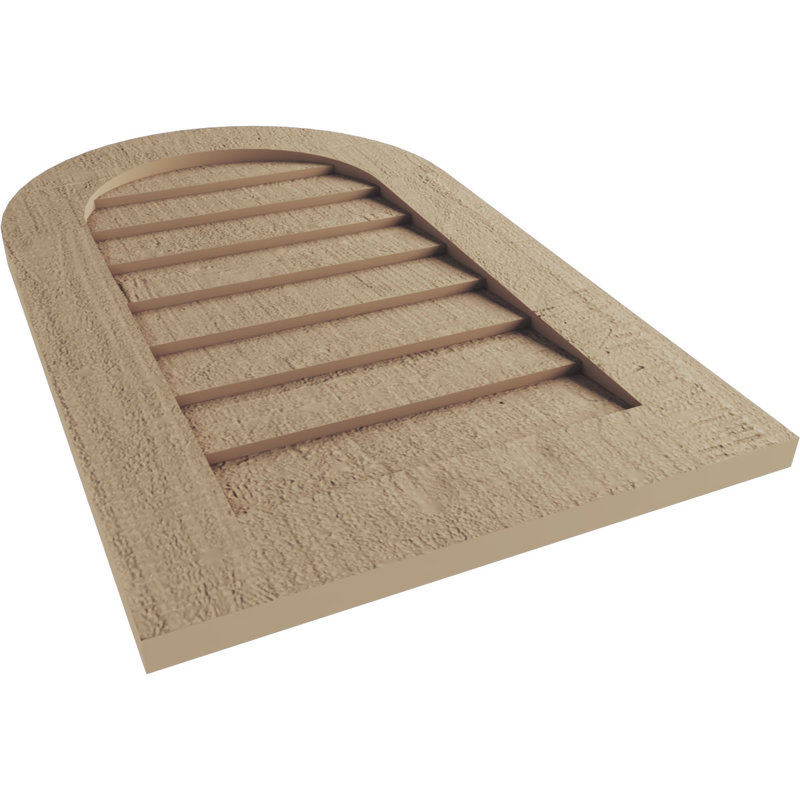 Timberthane Round Top Faux Wood Non-Functional Gable Vent, Primed Tan, Riverwood, 36" H x 18" W x 1" L