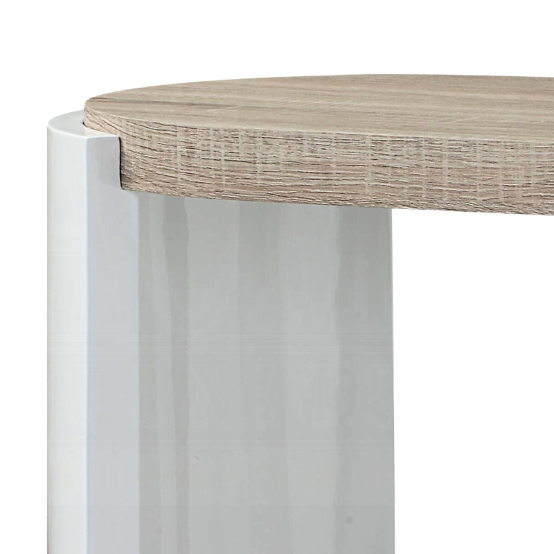 Table chic avec surface brillante et tablette supplémentaire pour le salon