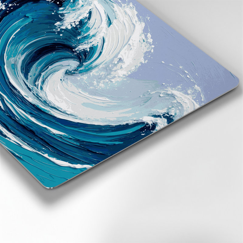 Art mural gris en métal Coast Coast Wave Abstraction, H 11 po x l 14 po