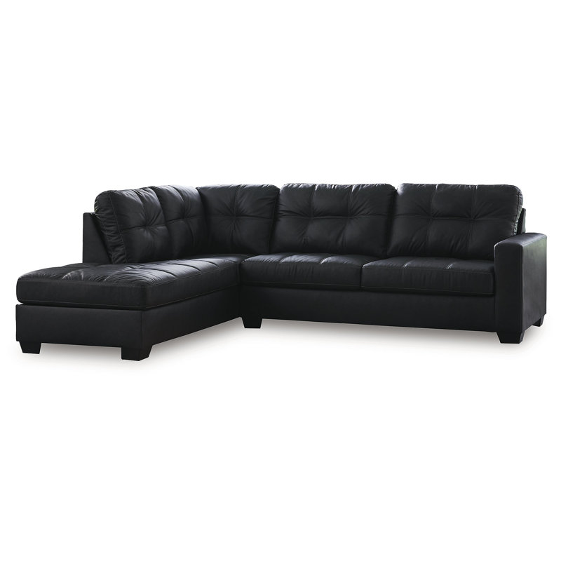 Brakefield 2-Piece Sectional With Chaise, Brown Faux Leather, Left Hand Facing
