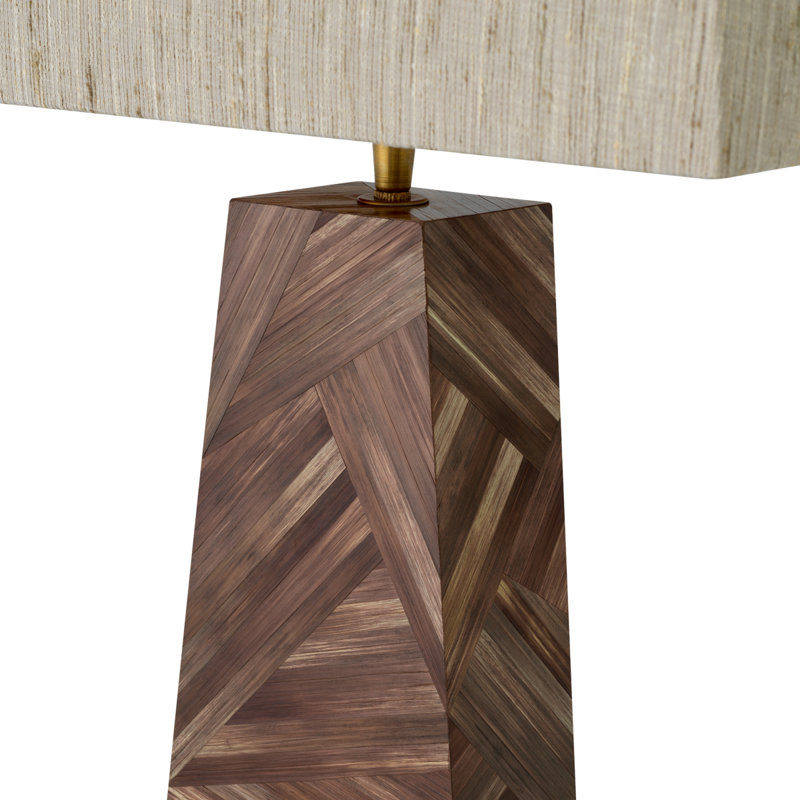 Table Lamp Gaultier brown straw marquetry incl shade