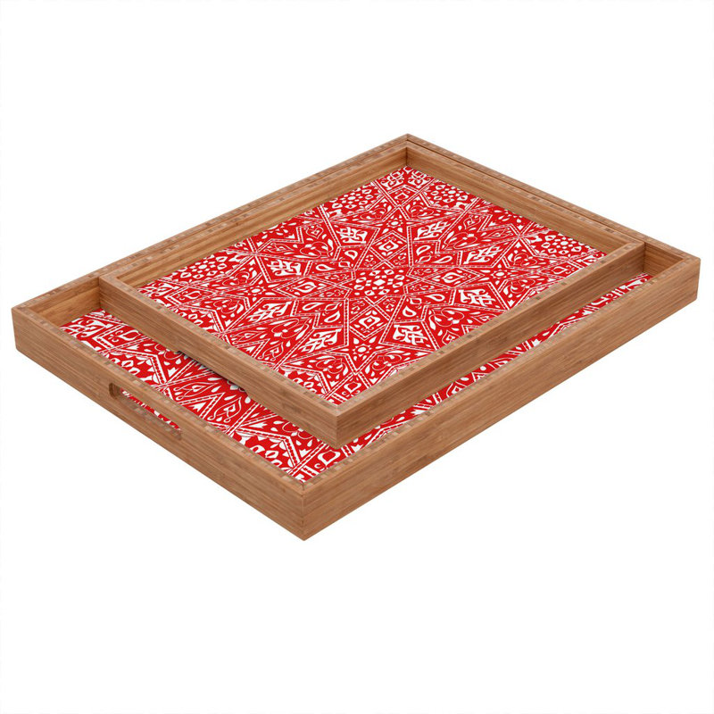 Bamboo Tray, 18.0" H x 14.0" W x 1.75" D, Red