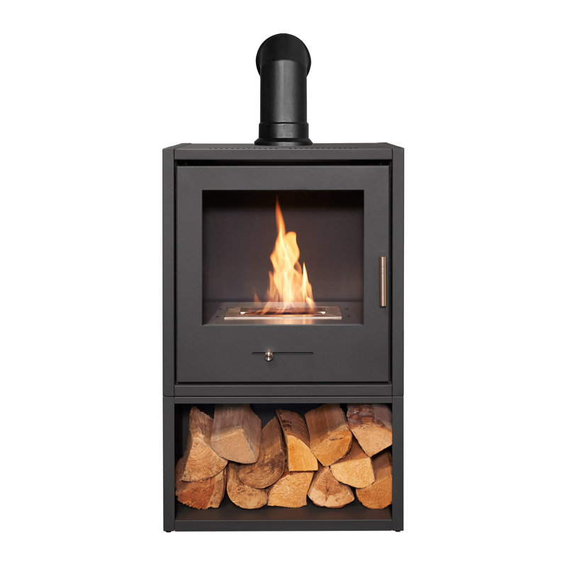 Adelbert Belfry Heating 52cm W Black Bio-Ethanol Stove, 113cm H x 52cm W x 35cm D
