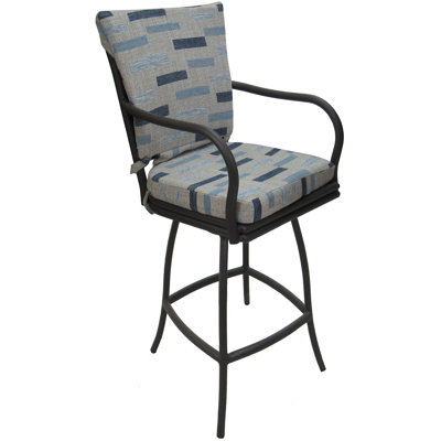 Schaun Powder Coated Aluminum Outdoor 26'' Counter Stool with Cushion