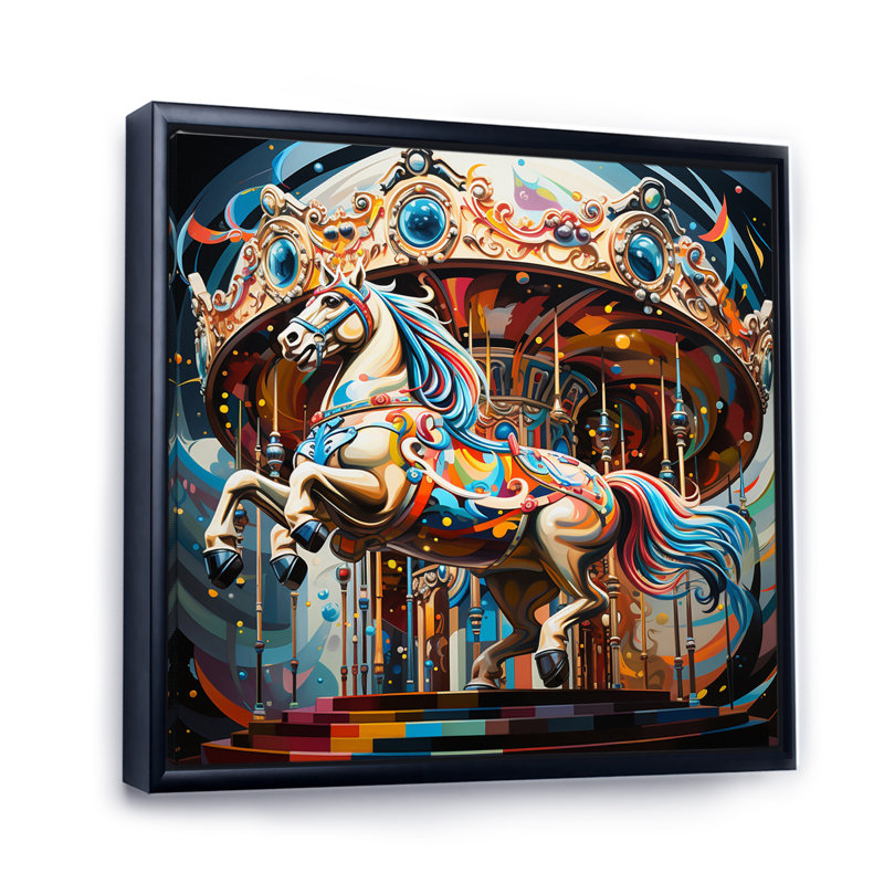 Carousel Horse - Carousel Canvas Print, Black Floater Framed, 24" H x 24" W x 1" D