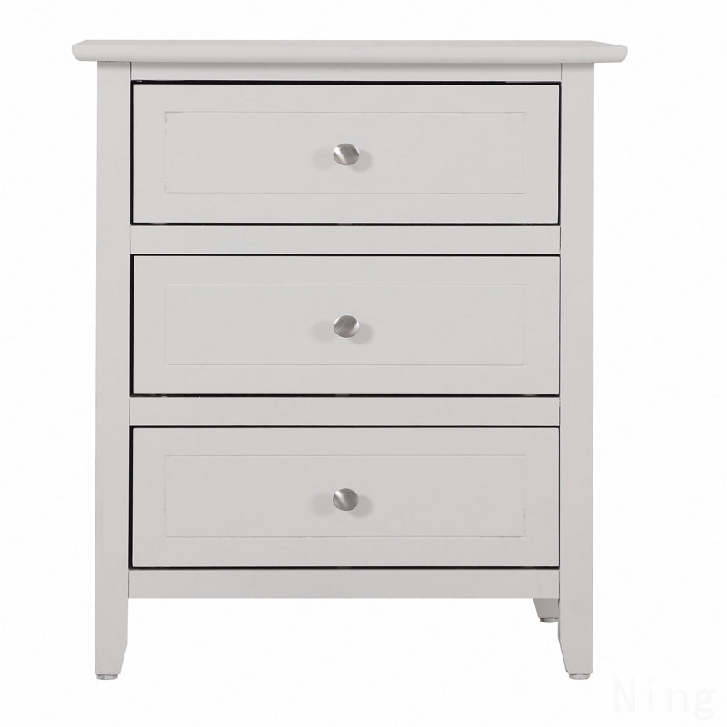 Versatile White Transitional Nightstand, White