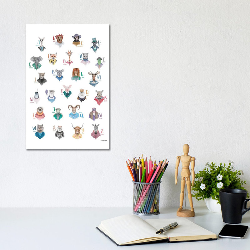 Animal Alphabet Poster by Rachel Nieman - Wrapped Canvas Gallery-Wrapped Canvas Giclée, 20.32 cm H x 30.48 cm W