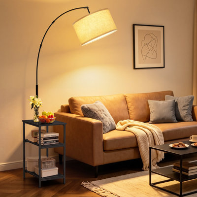 193 H cm Powder Coated Tray Table Floor Lamp