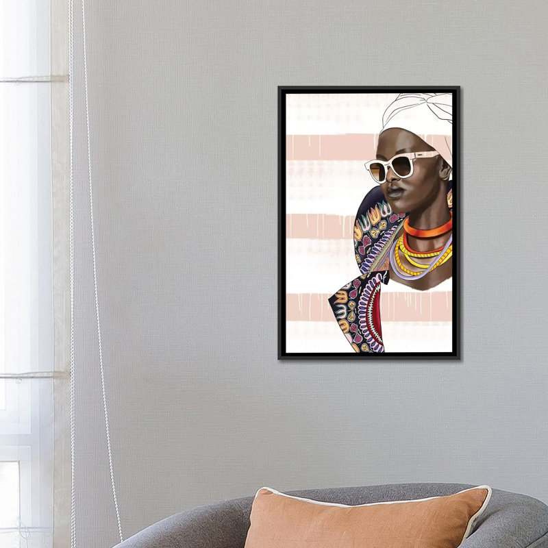 " Bring It " by Sana Jamlaney, 26" H x 18" W x 1.5" D, Black Framed Canvas, No Mat