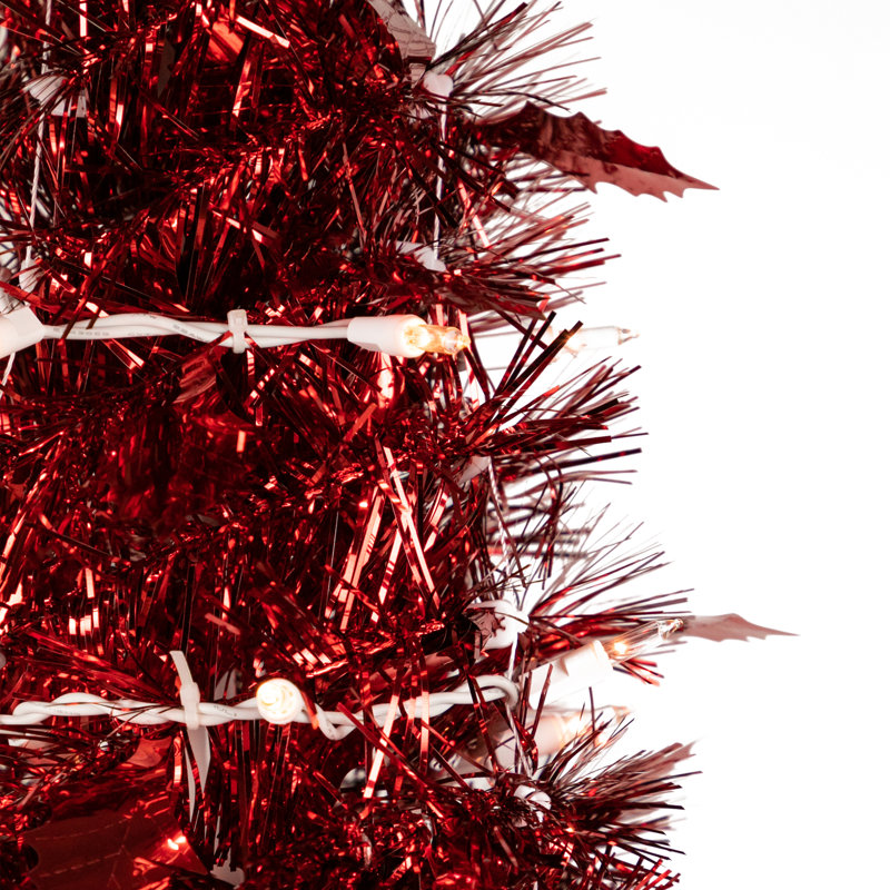 Arbre de Noël artificiel éclairé 4 pi avec lumières claires Tinsel