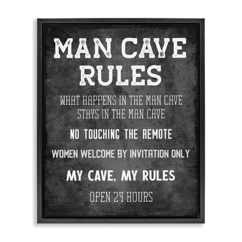 «My Man Cave Rules», art mural encadré par CAD Designs, Cadre flottant noir de jais, H 21 po x l 17 po
