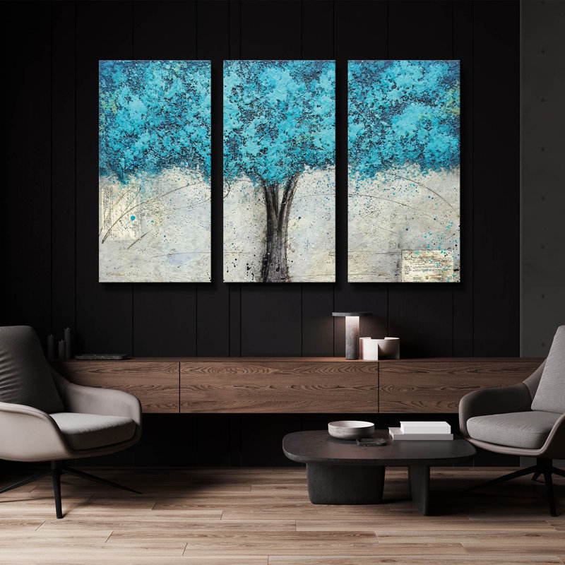 « Conteurs » de Britt Hallowell, triptyque mural, 152 x 102 cm, 60 po x 40 po