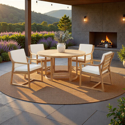 Ensemble de salle à manger d'extérieur 5 pièces Ensemble de table et chaises de patio avec trou pour parasol