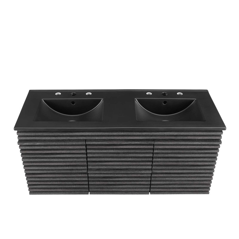 Meuble-lavabo mural 48 po Modway Render, Gris anthracite, Noir