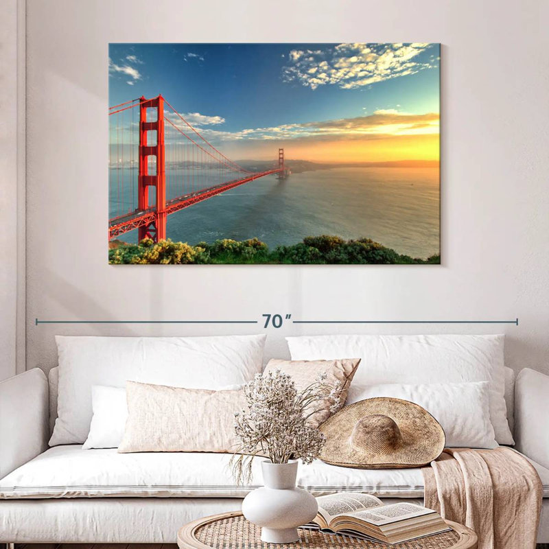 Lilie Golden Gate Bridge, coucher de soleil, H 32 po x l 48 po