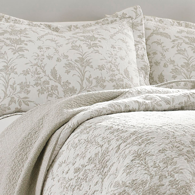 Beige Reversible Cotton King Quilt Set with Shams