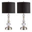 Ensemble de 2 lampes de table avec accents en cristal et ports USB intégrés - Élégantes lampes de chevet argentées avec ampoules DEL gratuites