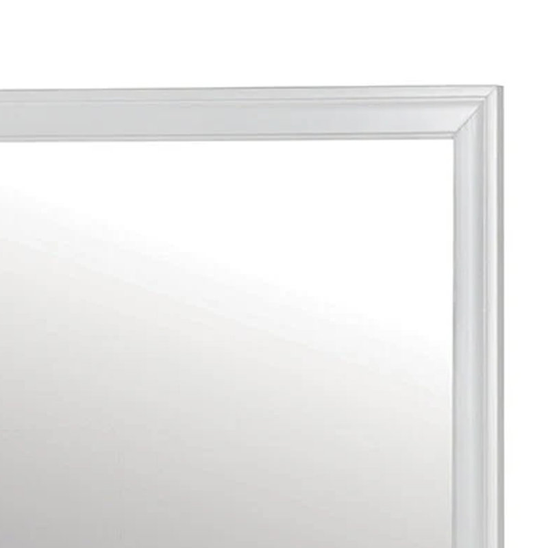 Miroir de commode Ryla, cadre carré de 38 pouces, bois massif de ferme, Blanc, Horizontale et verticale
