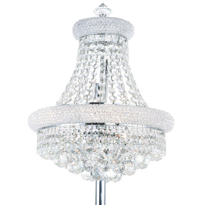 Crystal 18" Chrome Floor Lamp for Living Rooms Bedrooms Reading Corners Home Offices, 8-Light with E12 Bulb Base