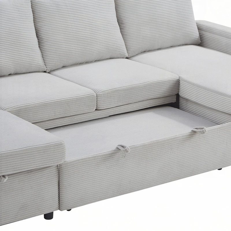 Canapé-lit modulaire en U polyvalent avec méridienne double, rangement dissimulé et accoudoirs multifonctionnels pour une vie moderne