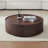 31.5" Round Walnut Coffee Table With Hidden Drawers, Classic Design, Fully Assembled