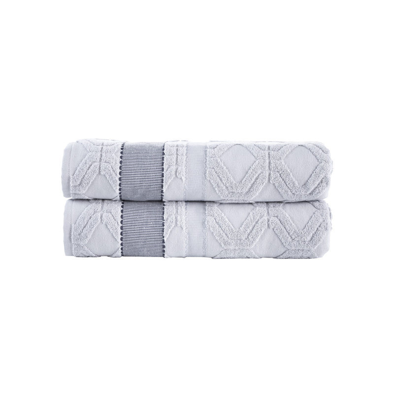 Turkish Cotton Plush Jacquard Bath Sheet, Silver