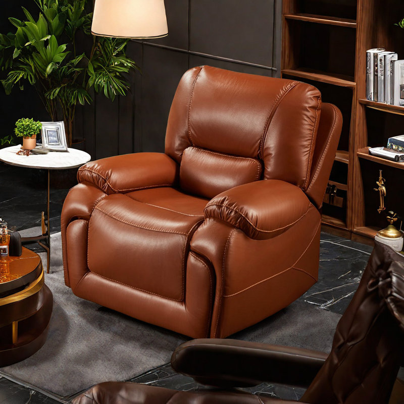 Fauteuil inclinable manuel avec fauteuil pivotant et rembourré en cuir, Orange