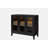 Aurora Glass Door Server – Peppercorn Elm Veneer Buffet Cabinet with Drawers, Display Storage & Soft Close Doors