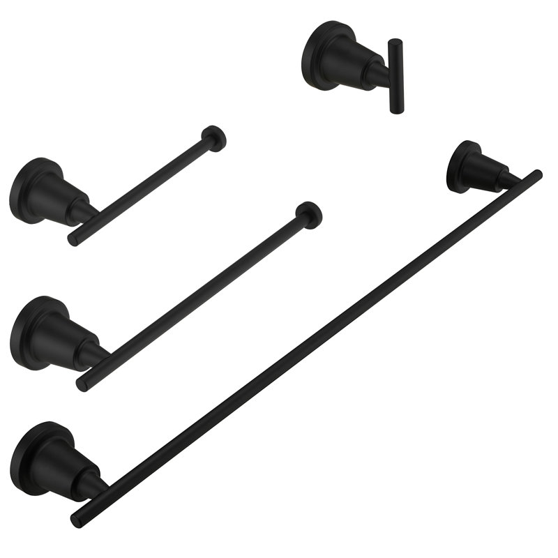 4 - Piece Bathroom Hardware Set, Matte Black