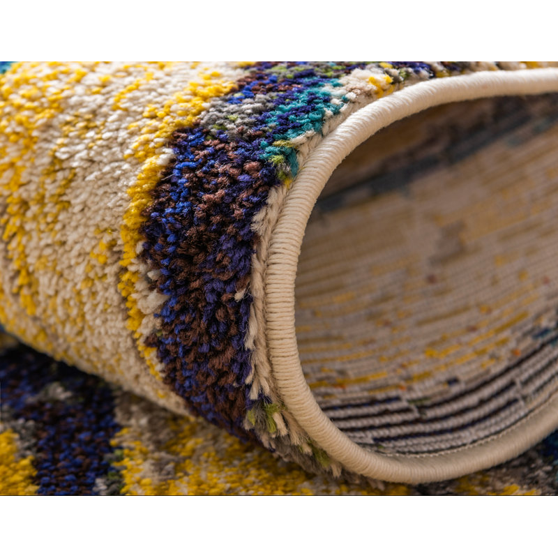 Kalmin Washable Abstract Indoor Rug, Rectangle 9' x 12'
