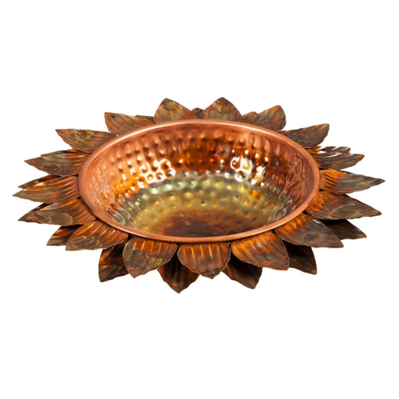 Bain d’oiseaux tournesol en métal artisan