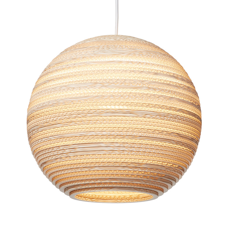 Scraplights Large Globe Recycled Cardboard Pendant Light - Sun, Blonde, 15.5" H x 18" W x 18" D