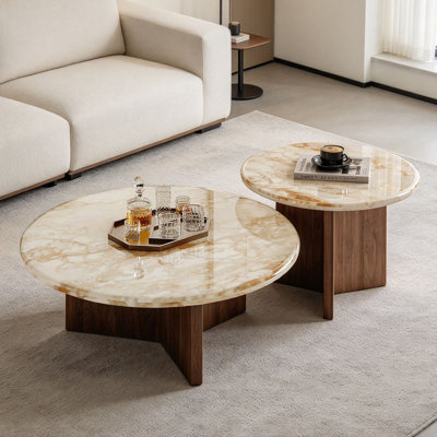 Table basse ronde en marbre de style italien italien