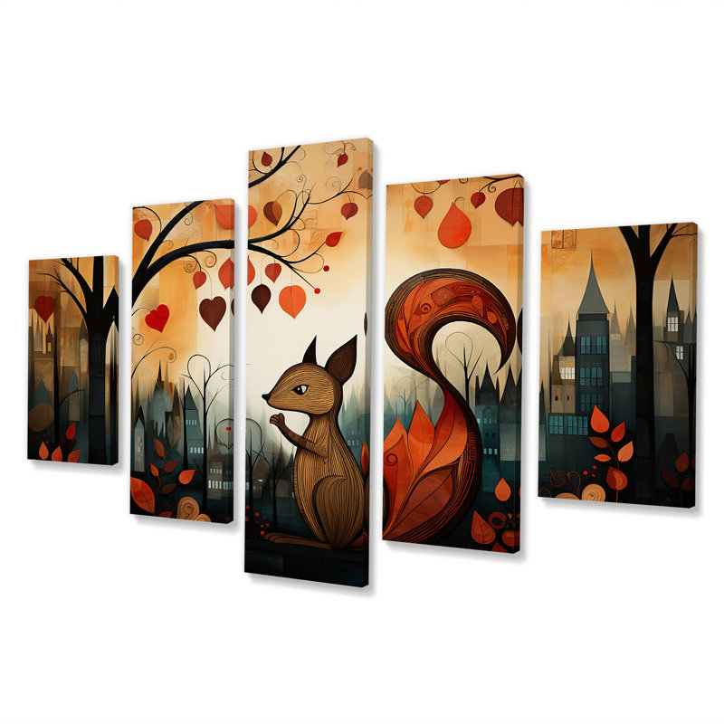 «Squirrel Landscape For Nursery» - ensemble d'art mural d'écureuil