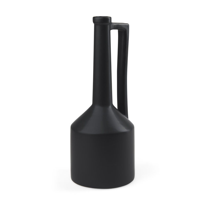 Vase de table en céramique Alisme, H 16 po x l 6 po x P 6 po, Noir mat