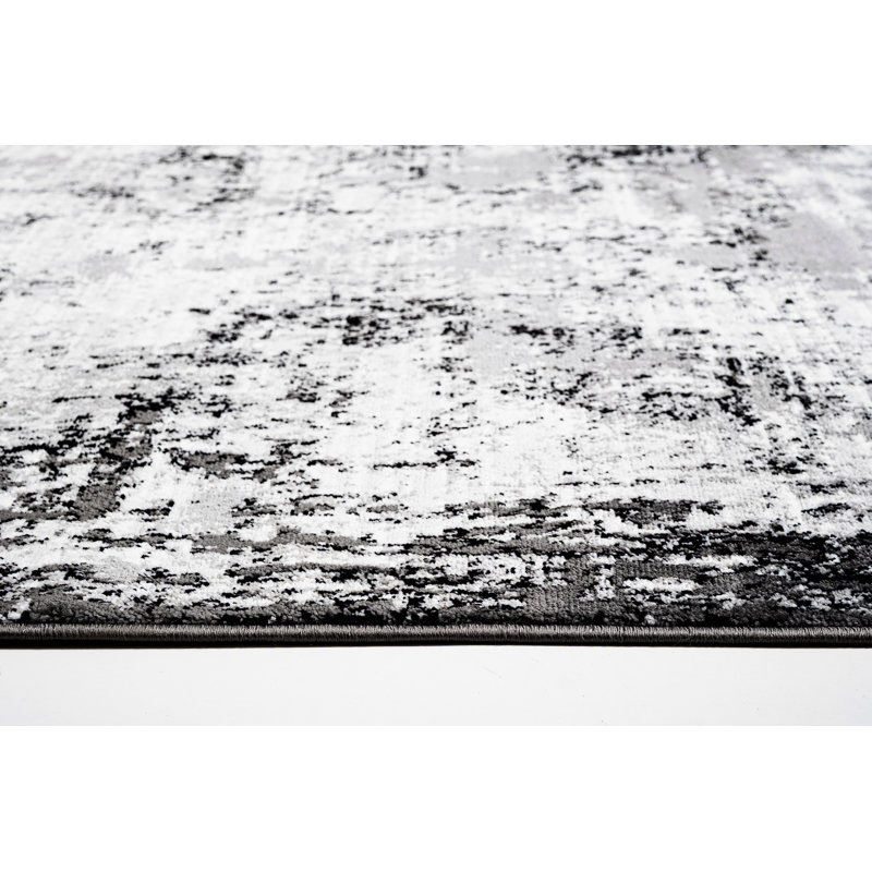 Abstract Area Rug, Rectangle 200 x 290 cm, Black