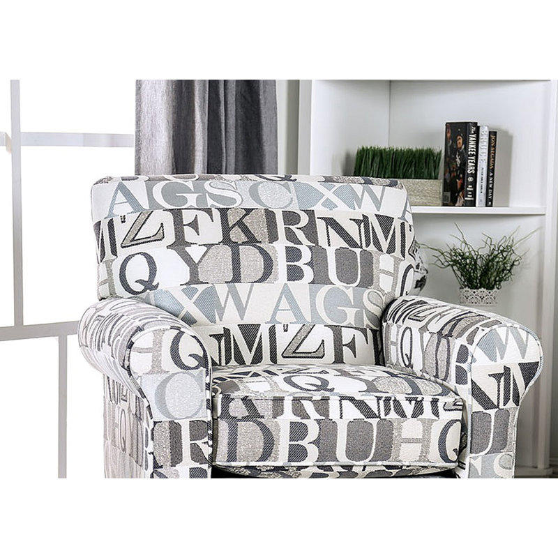 1Pc Chair Letter Pattern  Medium Density Foam Wooden Legs Transitional Primary Living Room Furniture