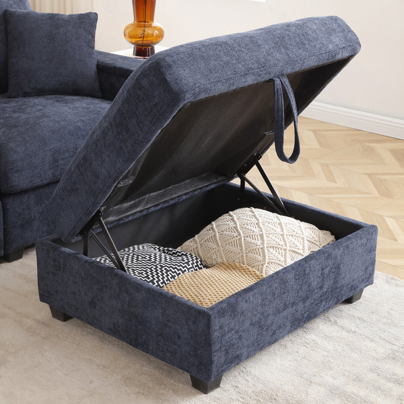 Canapé modulaire, canapé modulaire de 120,3 po, canapé surdimensionné en forme de L, ensemble de canapé-lit confortable avec table rabattable, plateau pivotant à 360 degrés, porte-gobelets, chargeur USB, repose-pieds et accoudoir de rangement, cana