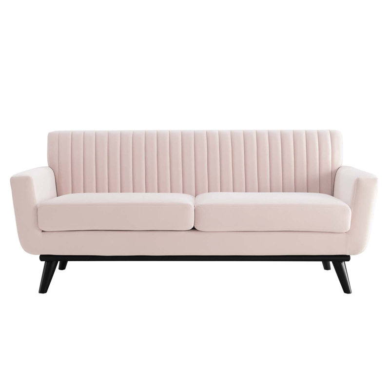 Engage Channel Tufted Fabric Loveseat, Pink Polyester