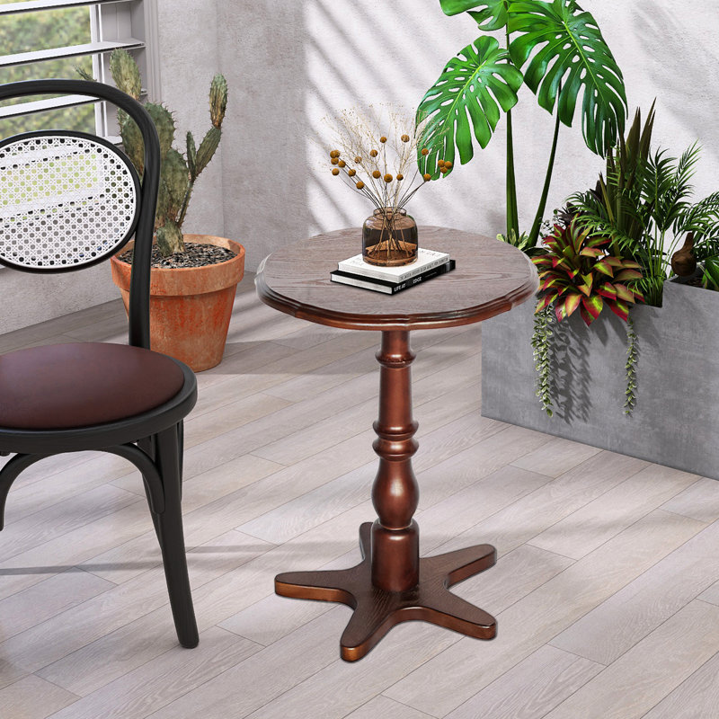 Table d'appoint ronde ronde de 16,19 pouces, piédestal rétro, couleur noyer, côté, chevet, installation sans effort Petite table de bout ronde avec finition noyer, style simple, fonctions multiples dans la chambre à coucher, rapide