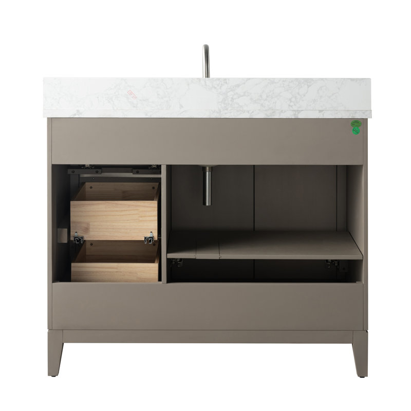 42 Single Bathroom Vanity with Top, Driftwood Gray