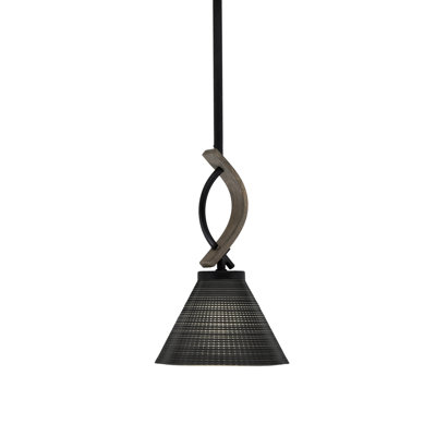 Mini-luminaire suspendu Hallmann avec verre matricé noir 7 po