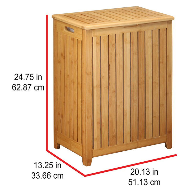 Rectangular Light Wood Bamboo Laundry Hamper with Lid