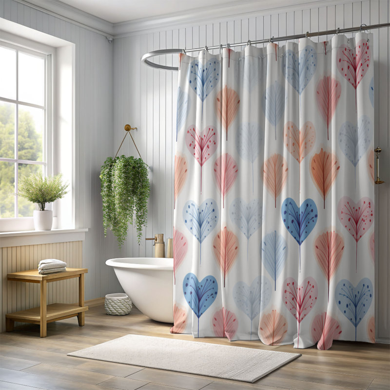 Heartbeat Patterns - Rideau de douche Premium, H 74 po x l 71 po