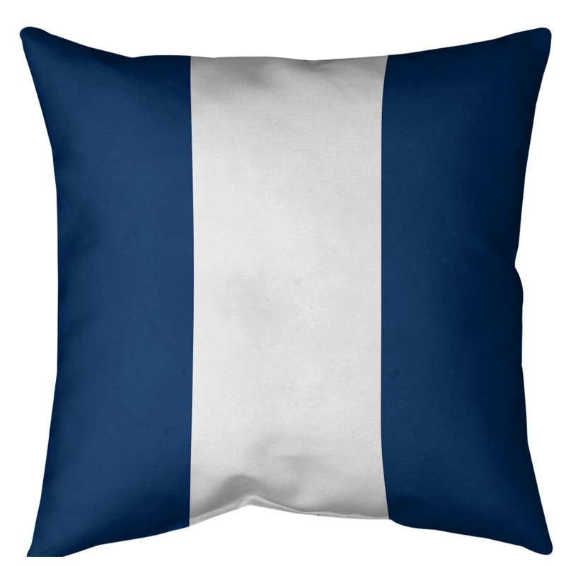 Coussin décoratif d'intérieur/d'extérieur, 16 po x 16 po, Bleu / blanc