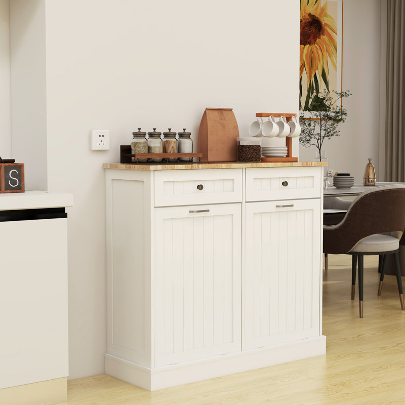 Armoire poubelle inclinable élégante et fonctionnelle avec beaucoup de rangement pour la cuisine Hirotaka