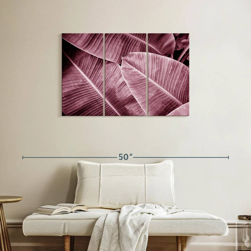 Harnek feuilles de bananier roses, H 24 po x l 38 po